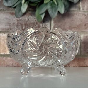 Vintage Cut Glass Footed Bowl